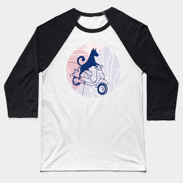 Dog On Bike Baseball T-Shirt by Pris25